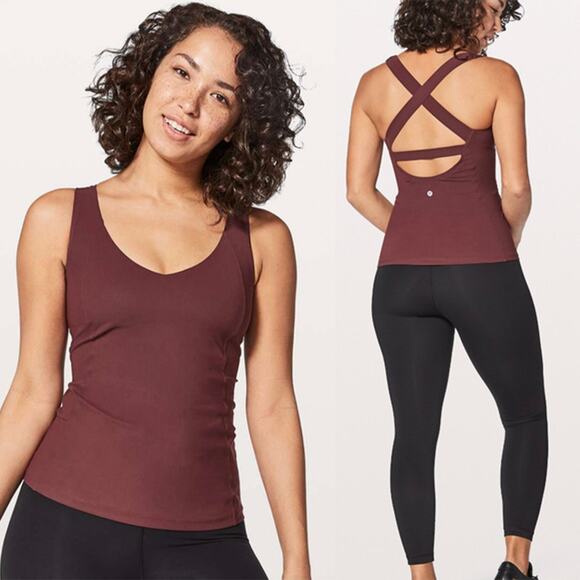 LULULEMON Long Breath 2-In-1 Maroon Tank US 6 - Picture 1 of 9
